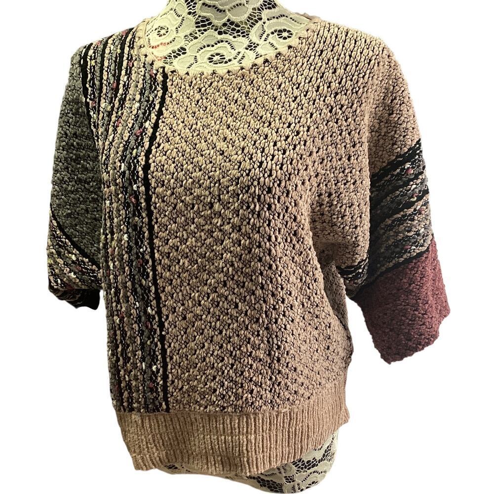 Maggie Lawrence Vintage Striped sport knit Sweater size M brown